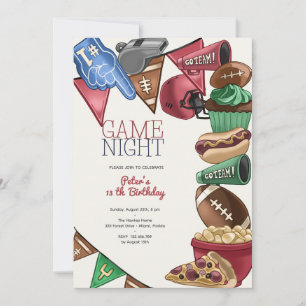 Gme night football birthday invitation