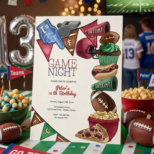 Gme night football birthday invitation