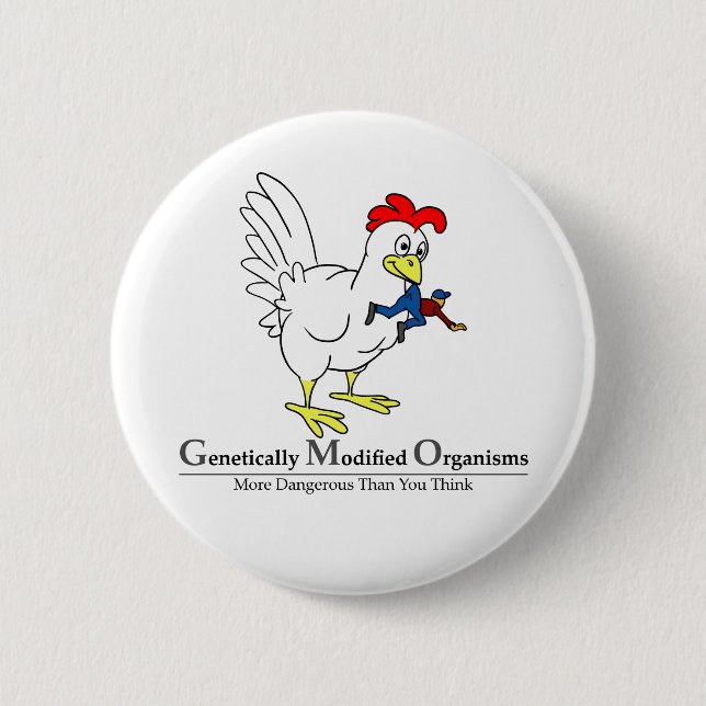 GMO Chicken 6 Cm Round Badge (Front)