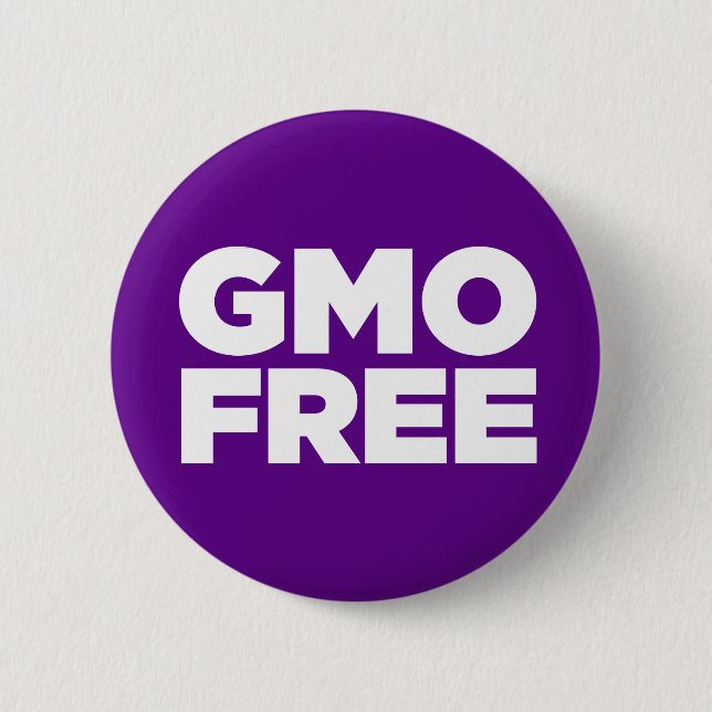 GMO FREE (PURPLE) 6 CM ROUND BADGE (Front)
