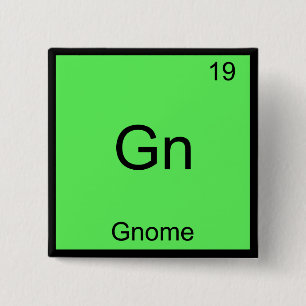 Gn - Gnome Funny Chemistry Element Symbol T-Shirt 15 Cm Square Badge