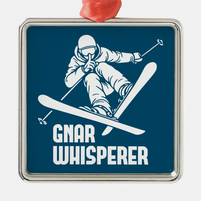 Gnar Whisperer Skiing Metal Ornament (Front)