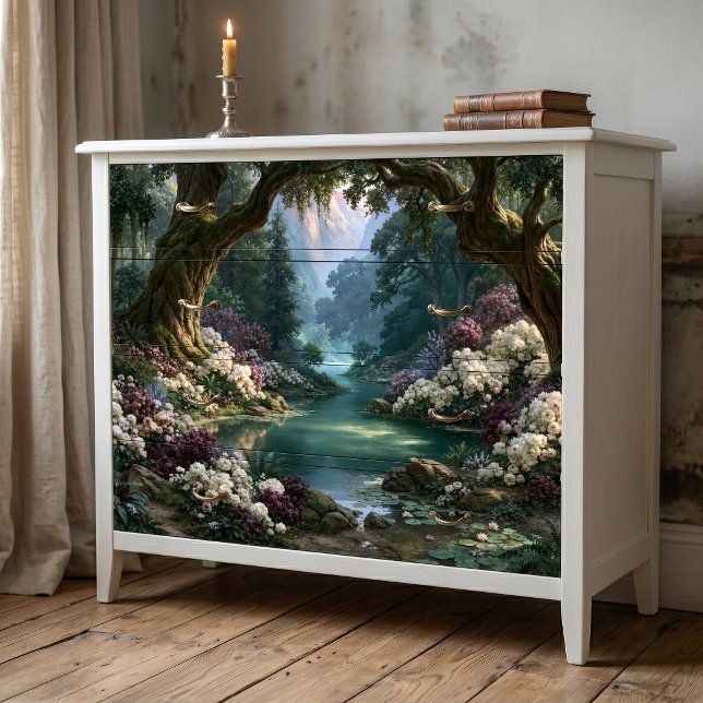 Gnarled Tree Arch Turquoise River Scene Decoupage Tissue Paper (Creator Uploaded)