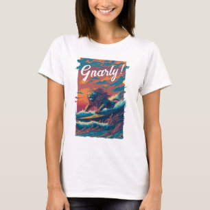 Gnarly! Lion Surfer, Personalised T-Shirt