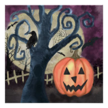 Gnarly Tree Halloween Scene