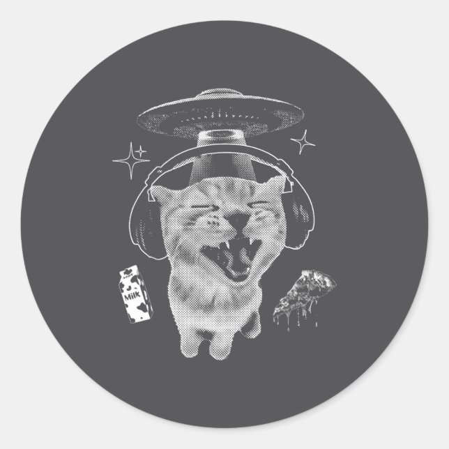 Gnarp Cat Silly Alien Cat Meme Brainrot Funny Meme Classic Round Sticker (Front)