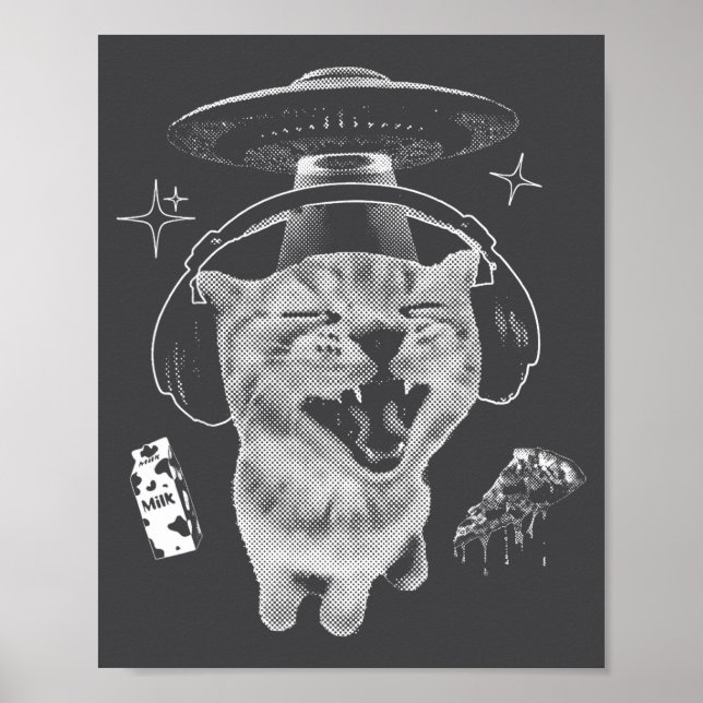 Gnarp Cat Silly Alien Cat Meme Brainrot Funny Meme Poster (Front)