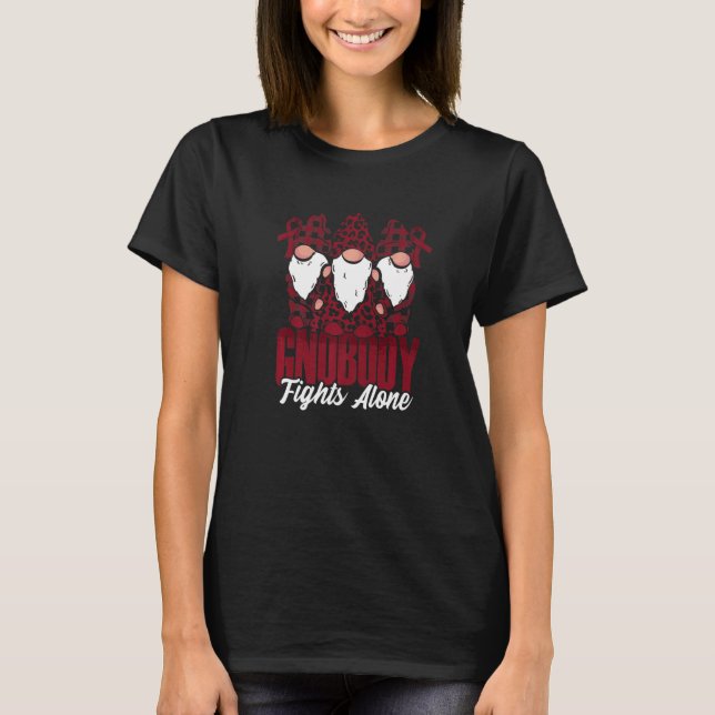Gnobody Fights Alone Gnome Support Multiple Myelom T-Shirt (Front)