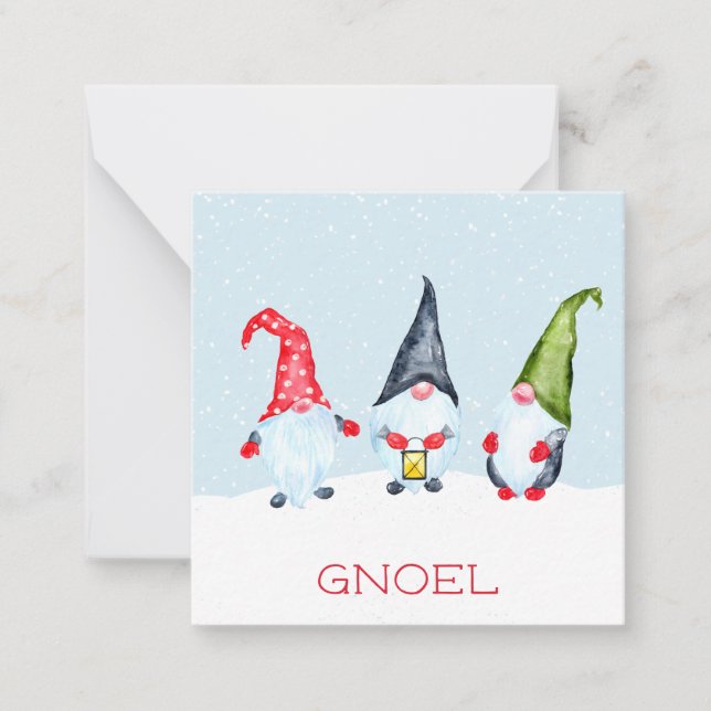Gnoel Christmas Gnomes Note Card (Front)