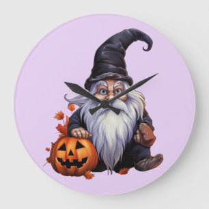 Gnom gnome Halloween Large Clock