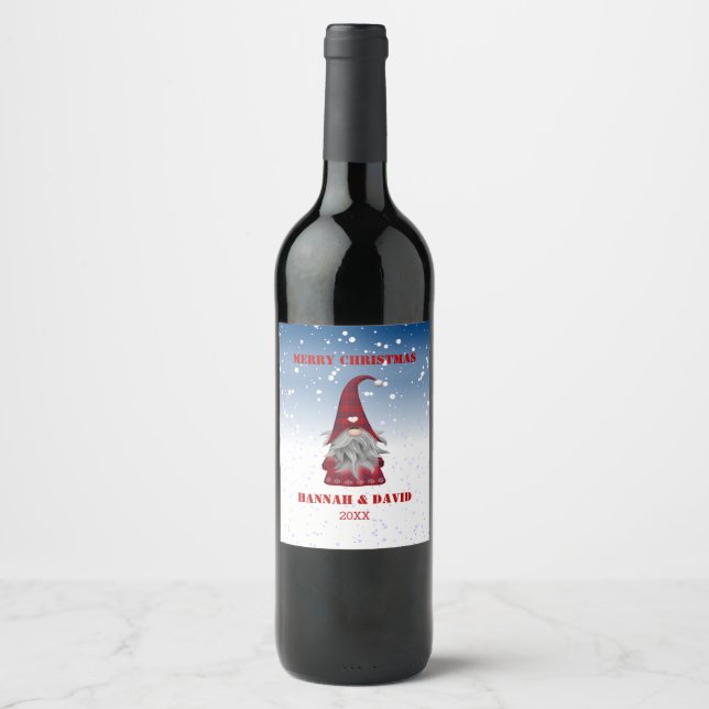 Gnom In Red Suit Wine Label (Front)