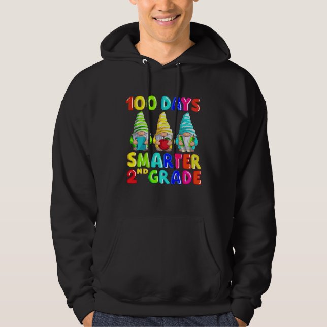 Gnome 100 days smarter 100th day Of School Second  Hoodie (Front)