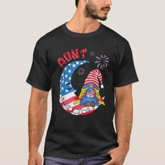 Gnome 4th Of July Moon Fireworks Aunt Nana America T-Shirt