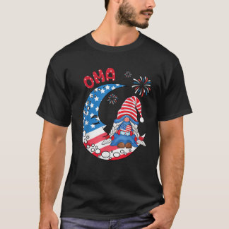 Gnome 4th Of July Moon Fireworks Oma Nana American T-Shirt
