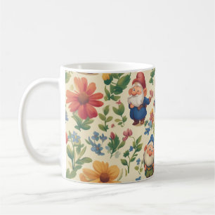 Gnome a flower pattern design coffee mug