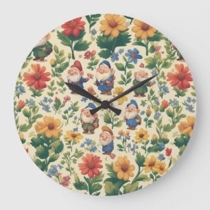Gnome a flower pattern design large clock