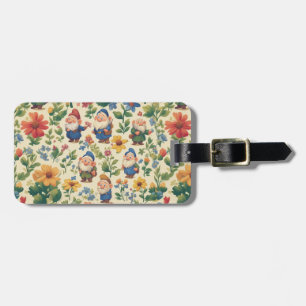 Gnome a flower pattern design luggage tag