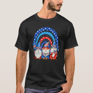 Gnome America Flag Rainbow Gnomes Happy 4th Of Jul T-Shirt