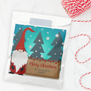 Gnome Amid a Snowy Winter Landscape Christmas Favour Bag