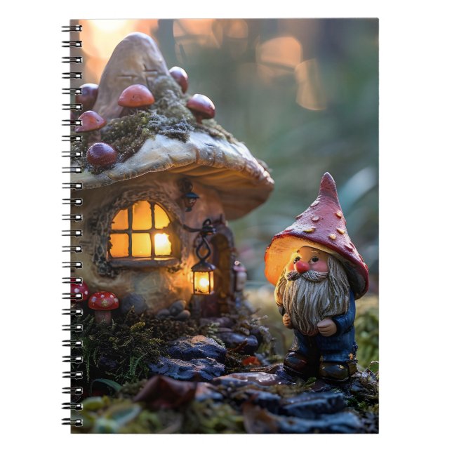 Gnome and a mushroom house, fantasy design notebook (Front)