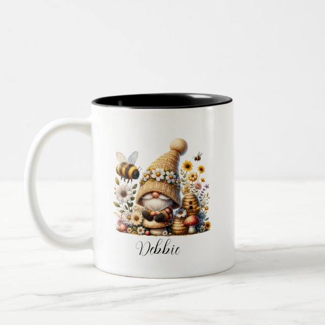 Gnome and Bee Personalised Mug (Left)