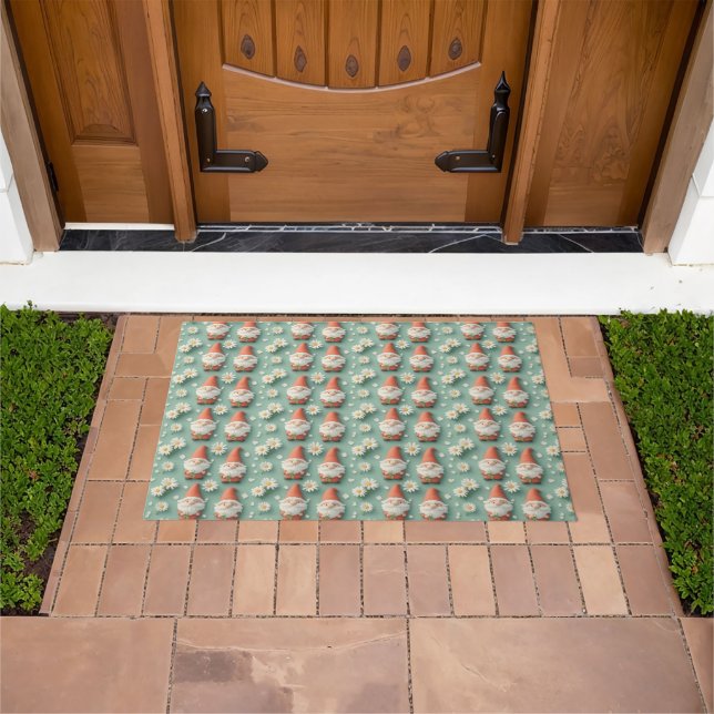 Gnome and Daisy Seamless Pattern Garden Design Doormat (Outdoor)