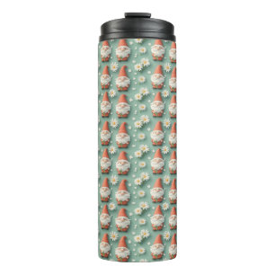 Gnome and Daisy Seamless Pattern Garden Design Thermal Tumbler