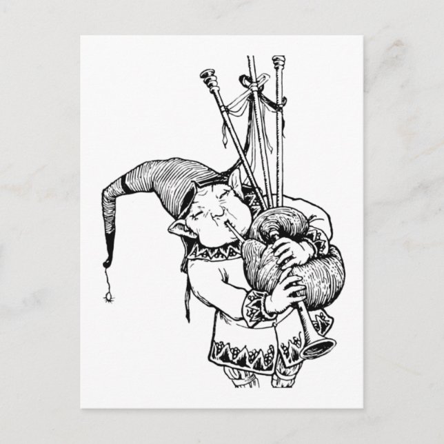 Gnome and His Bagpipes Postcard (Front)