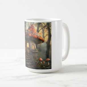 Gnome and mushroom house design coffee mug