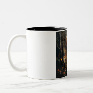 Gnome and mushroom house design Two-Tone coffee mug