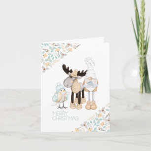 Gnome and Reindeer Christmas Card Charming