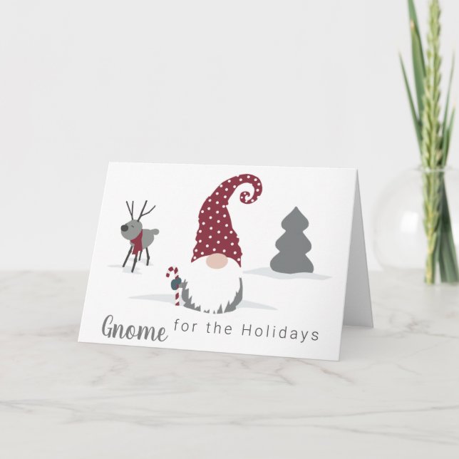 Gnome and Reindeer Scandinavian Tomte design Card (Front)