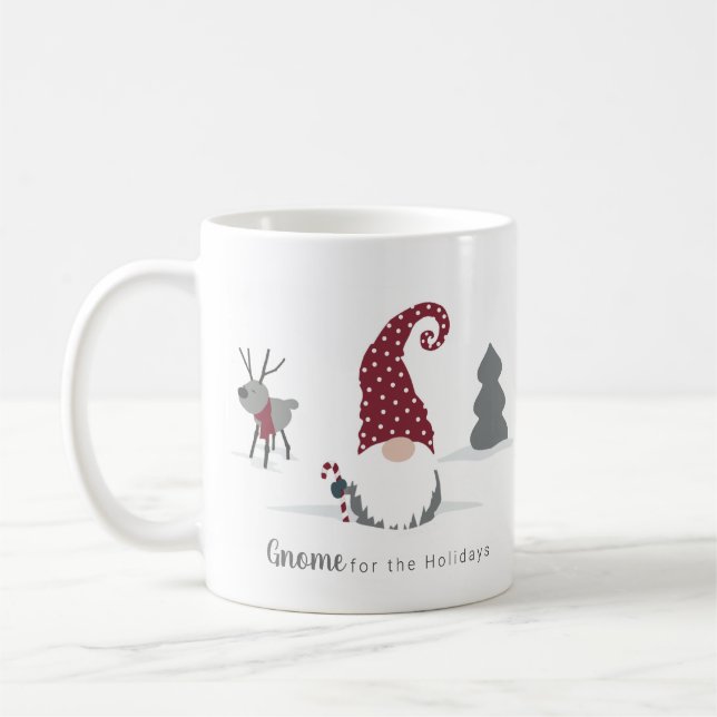 Gnome and reindeer Scandinavian Tomte design Coffee Mug (Left)