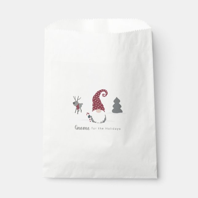 Gnome and Reindeer Scandinavian Tomte design Favour Bag (Front)