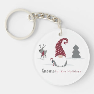 Gnome and reindeer Scandinavian Tomte design Key Ring