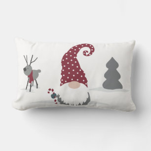 Gnome and Reindeer Scandinavian Tomte design Lumbar Cushion