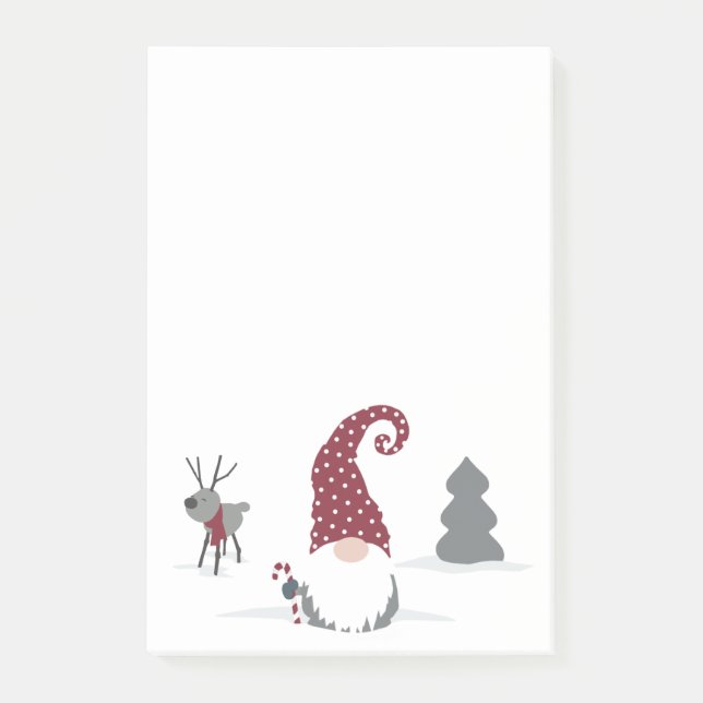 Gnome and Reindeer Scandinavian Tomte design Post-it Notes (Front)