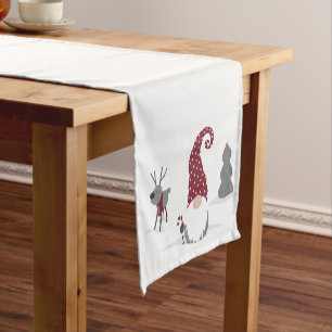 Gnome and Reindeer Scandinavian Tomte design Short Table Runner