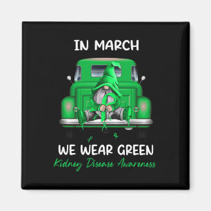 Gnome And Truck In March We Wear Green Kidney Dise Magnet