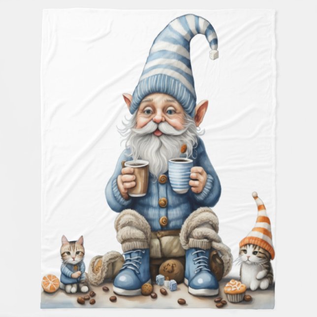 Gnome and winter season  fleece blanket (Front)