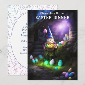 Gnome at Night & Eggs Easter Dinner Invitation