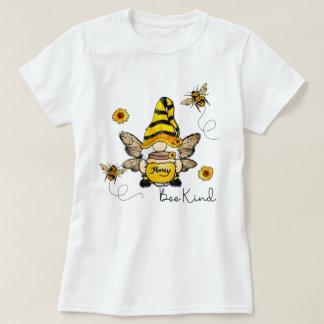 Gnome Bee Kind Sunflower Ladie's T-Shirt