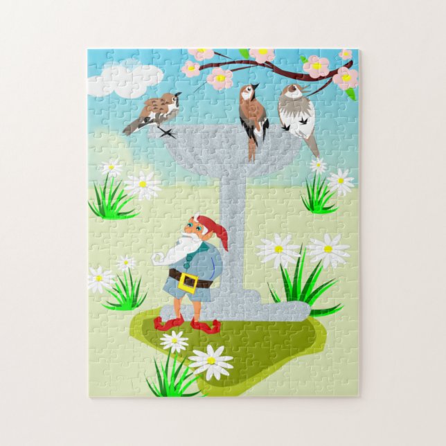 Gnome & Bird Bath Puzzle (Vertical)