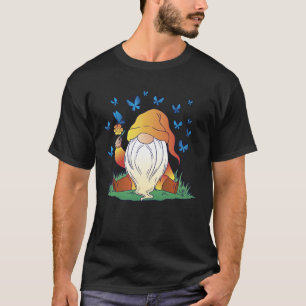 Gnome Butterfly Spring Flower Summer Gnomes T-Shirt