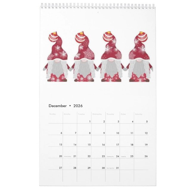 Gnome Calendar (Dec 2026)