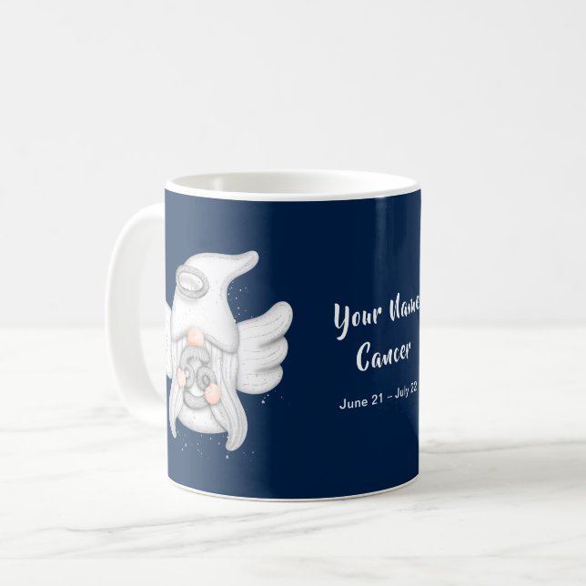 Gnome Cancer Astrology Sign Angel Your Name Coffee Mug (Front Left)