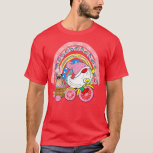 Gnome Carrying Bunny Pug On Bicycle Easter Eggs Ra T-Shirt