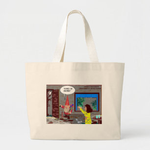 Gnome Cartoon Funny Gifts Tees Mugs Cards Etc Large Tote Bag