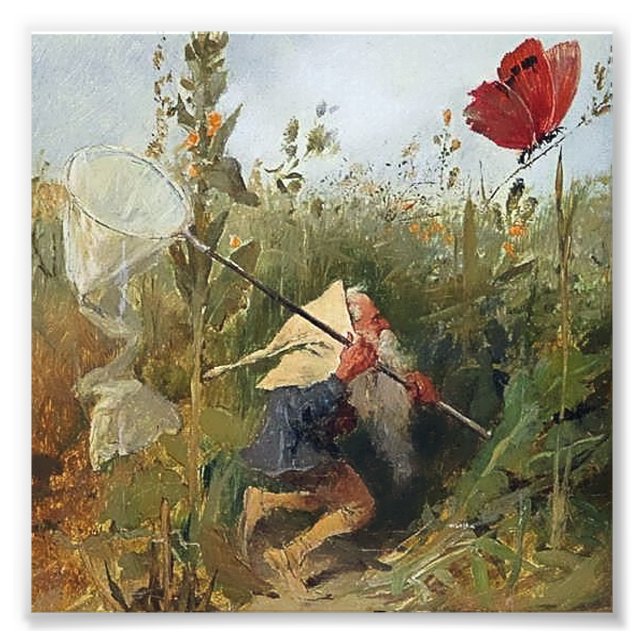 “Gnome Catching Butterflies” by Heinrich Schlitt Photo Print (Front)