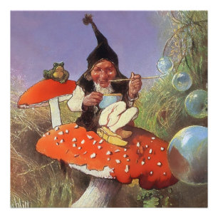 “Gnome Catching Butterflies” by Heinrich Schlitt Photo Print
